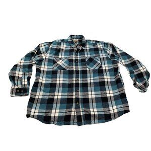 C.E. Schmidt Workwear Mens 2X Blue Plaid Flannel Long Sleeve Shirt